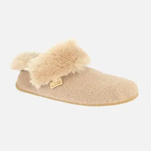 Adults Wool/Lambskin Slipper Shoe - Taupe