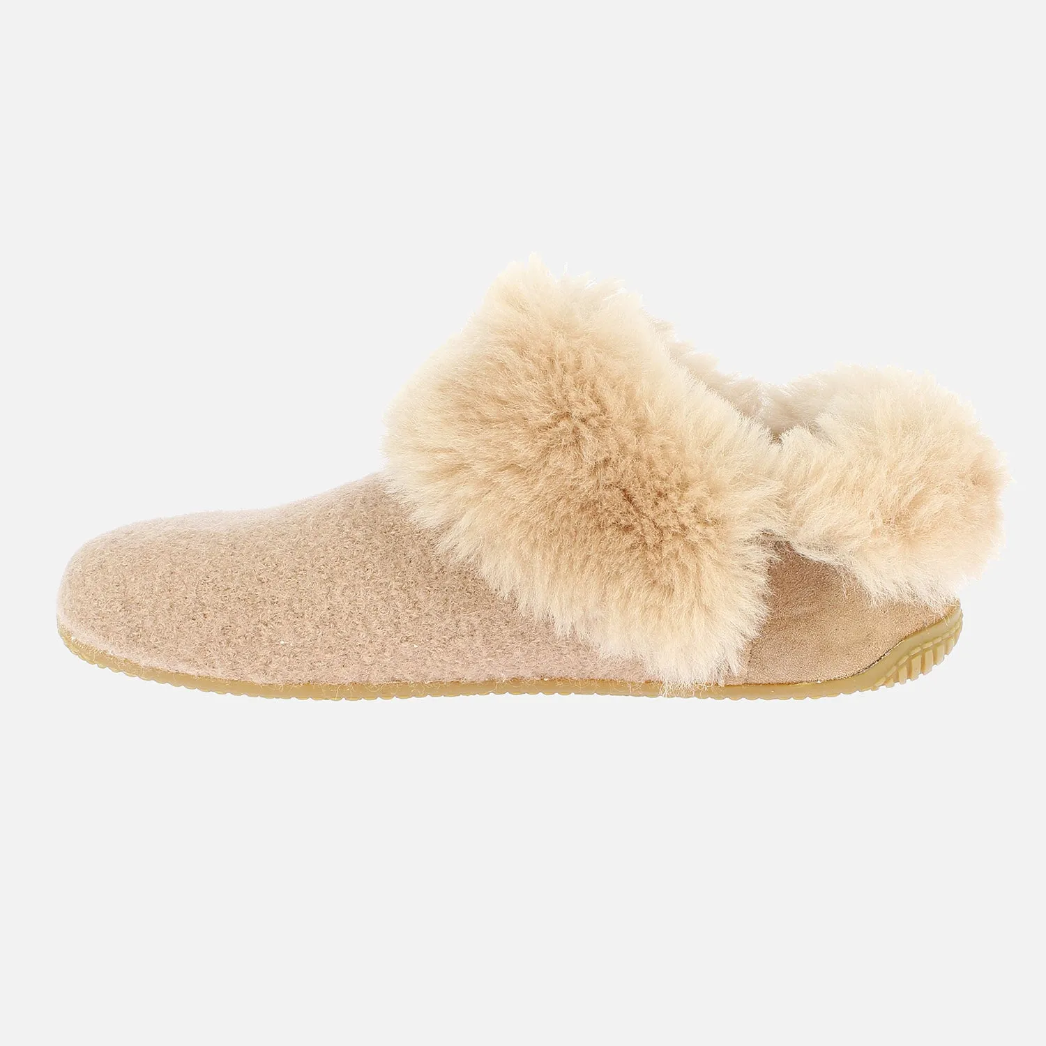 Adults Wool/Lambskin Slipper Shoe - Taupe