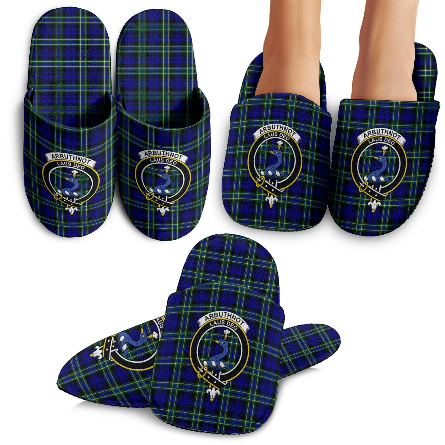 Arbuthnot Modern Tartan Home Slippers with Family Crest