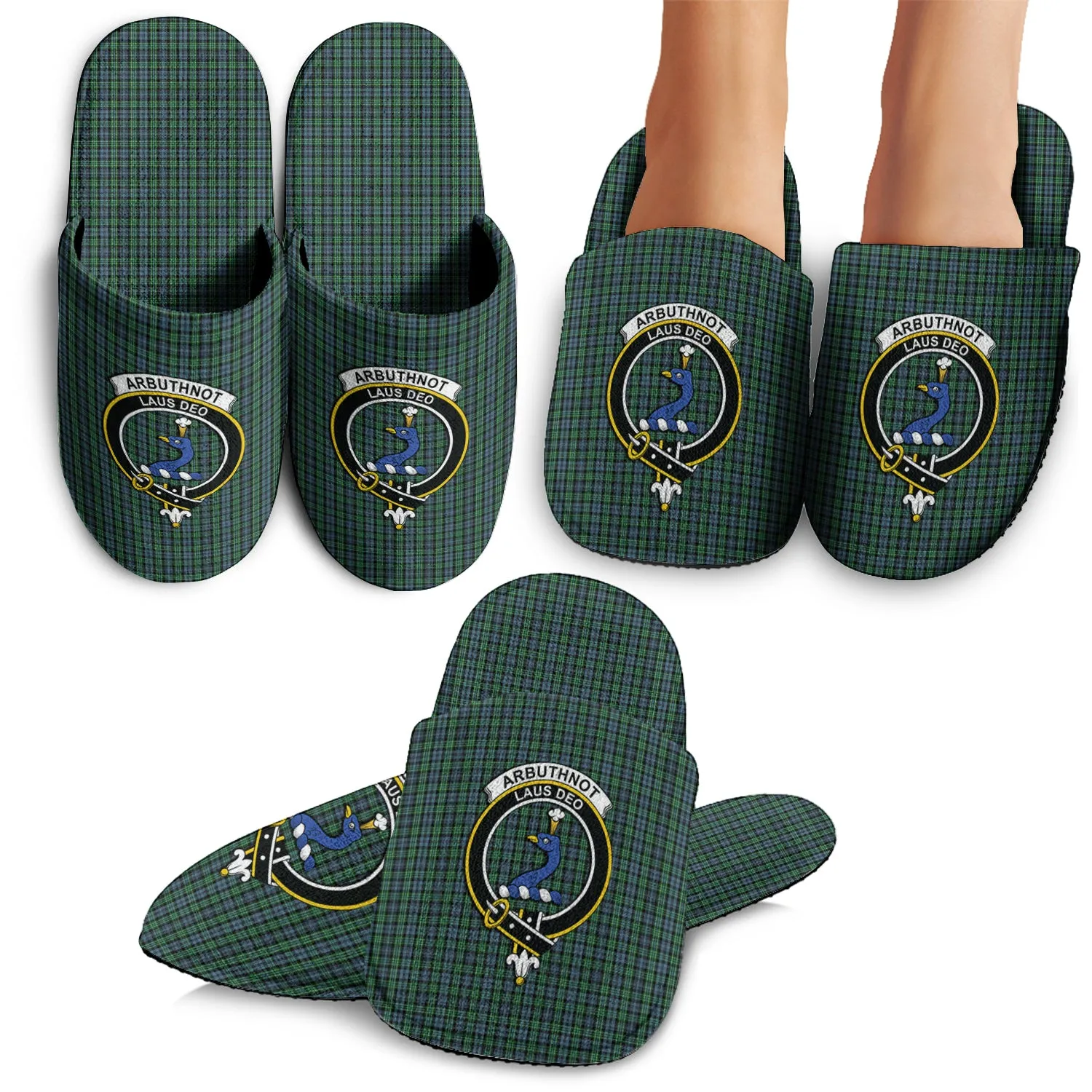 Arbuthnot Tartan Home Slippers with Family Crest