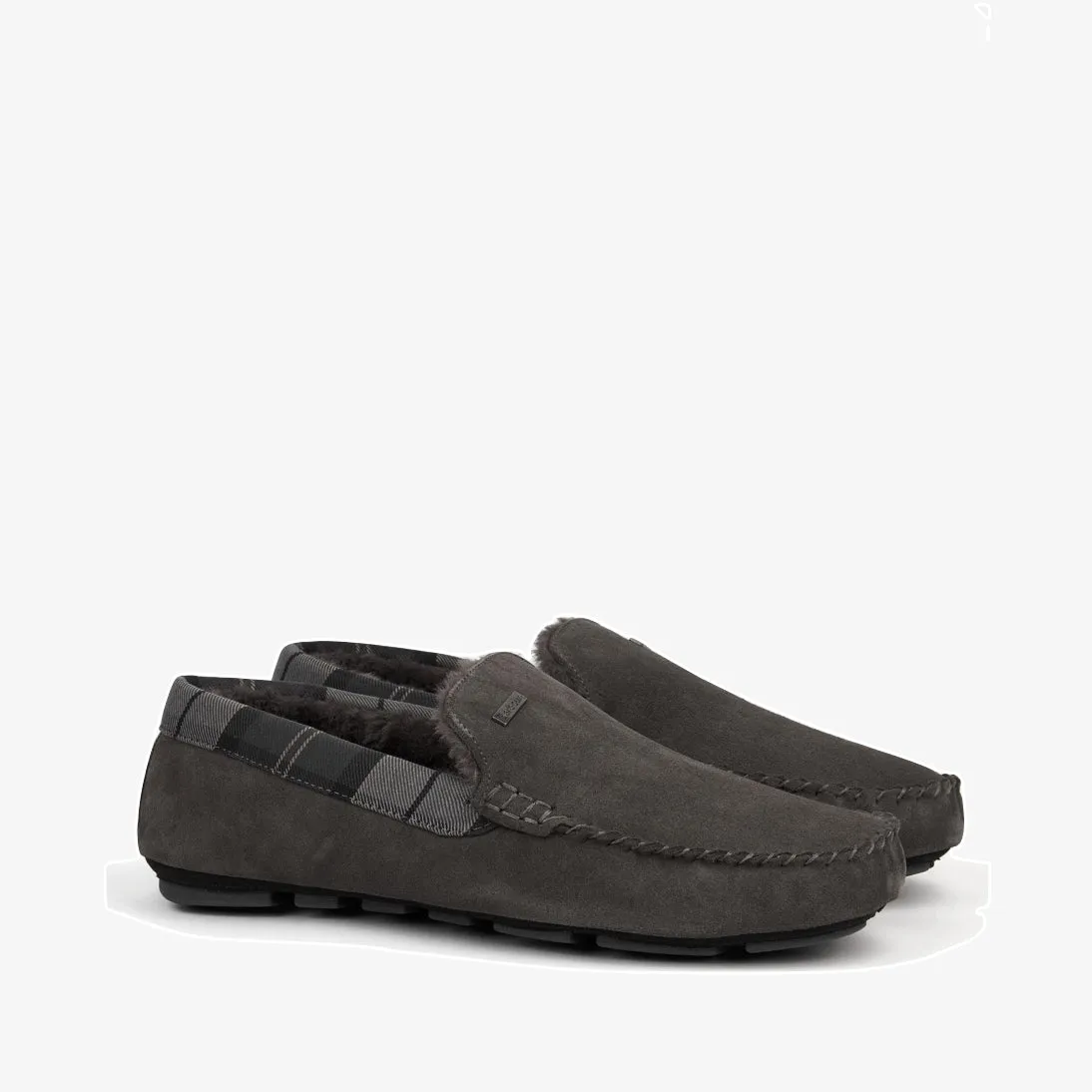 Barbour Monty Suede Fur Slippers MSL0001 Dark Grey