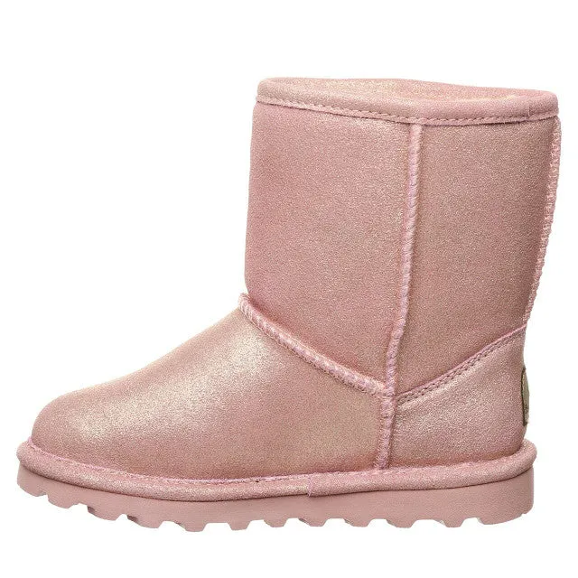 BEARPAW CHILDREN'S ELLE SHORT SUEDE BOOT PINK GLITTER