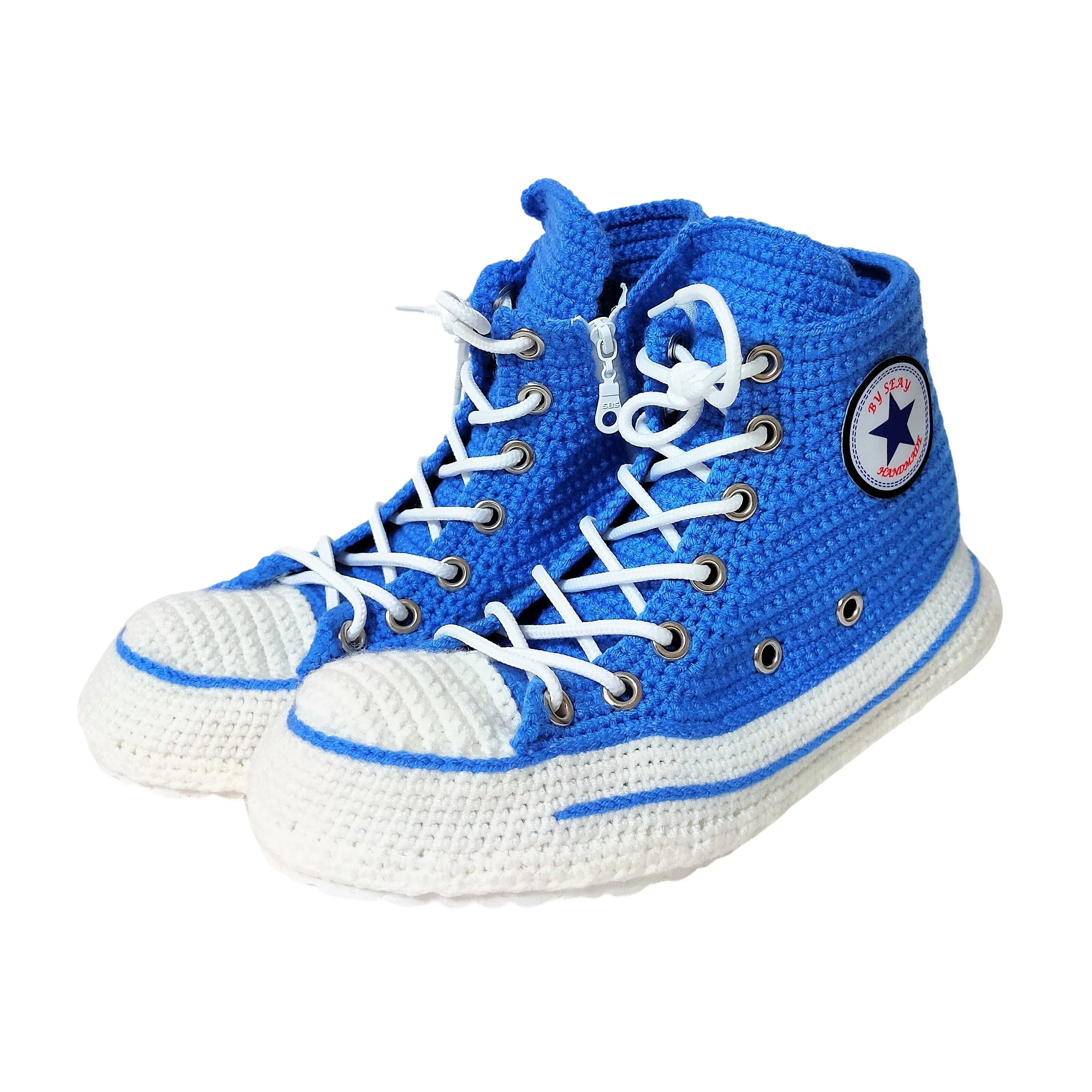 Blue Converse Sneakers Slippers Chuck Shoes Women High Top Plush Slippers Booties