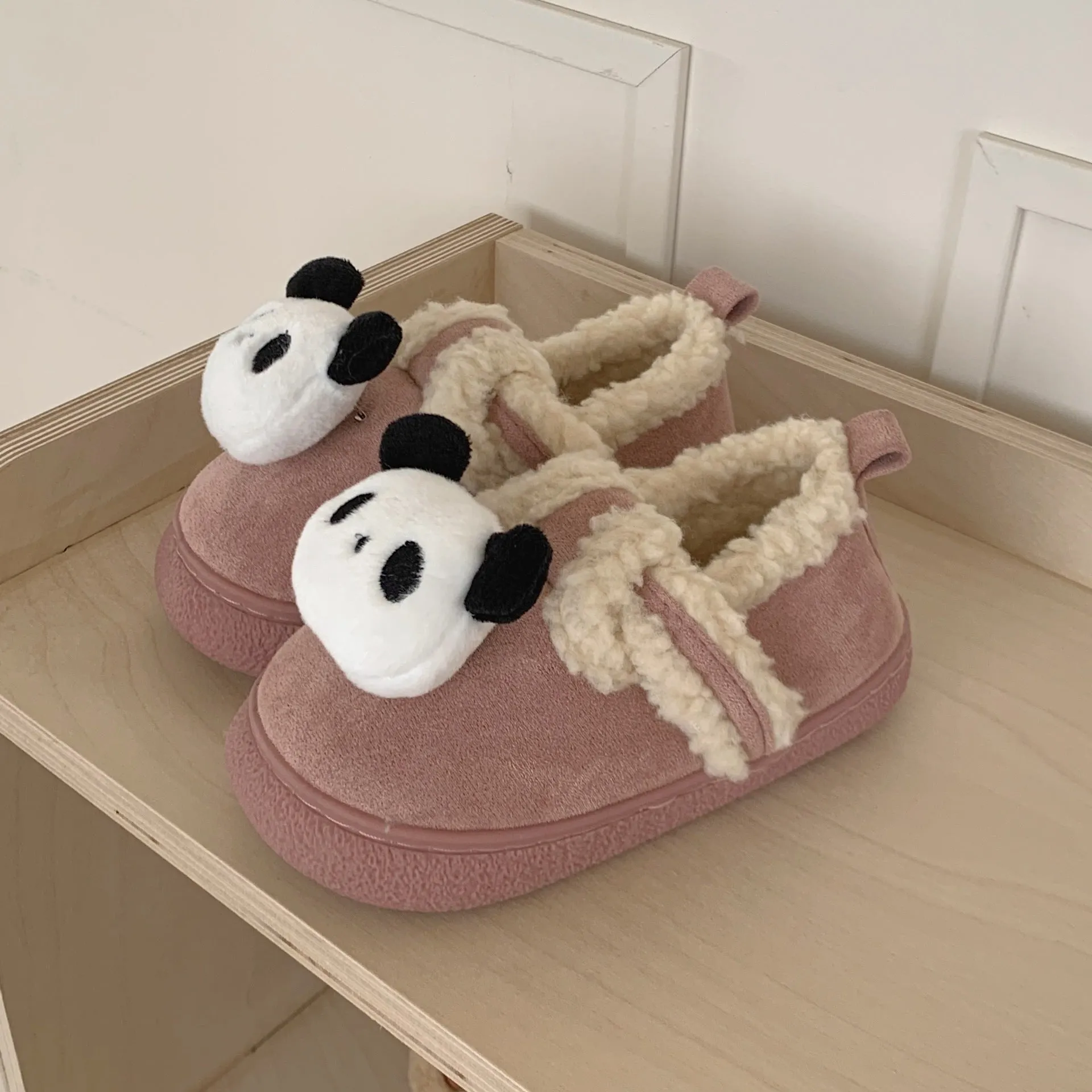 Boys And Girls Warm With Velvet Outdoor Cotton Slippers