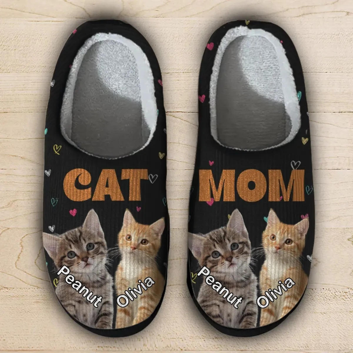 Cat Lovers - Custom Photo Cat Mom - Personalized Fluffy Slippers (HJ)