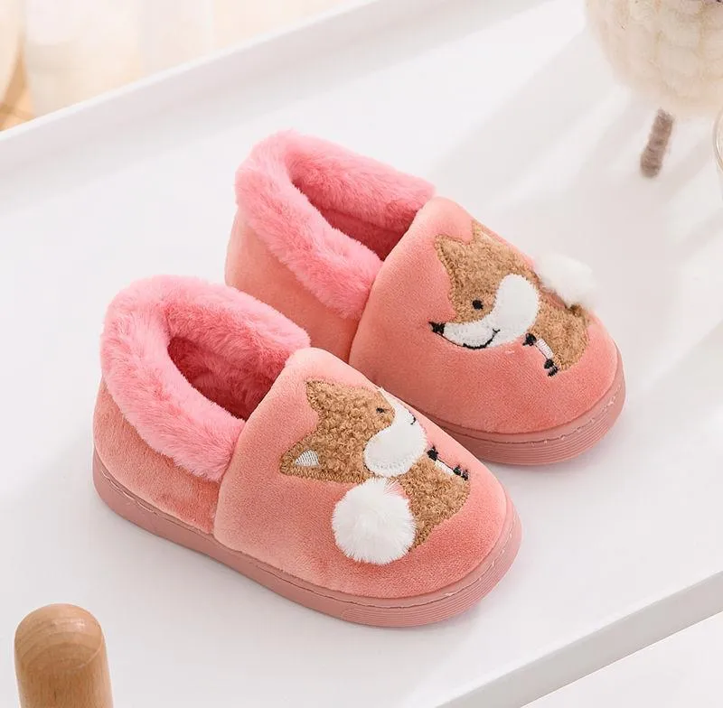 Children's Plush Fox Slippers