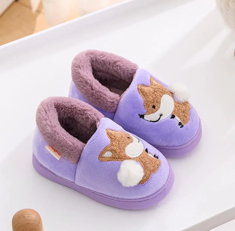 Children's Plush Fox Slippers