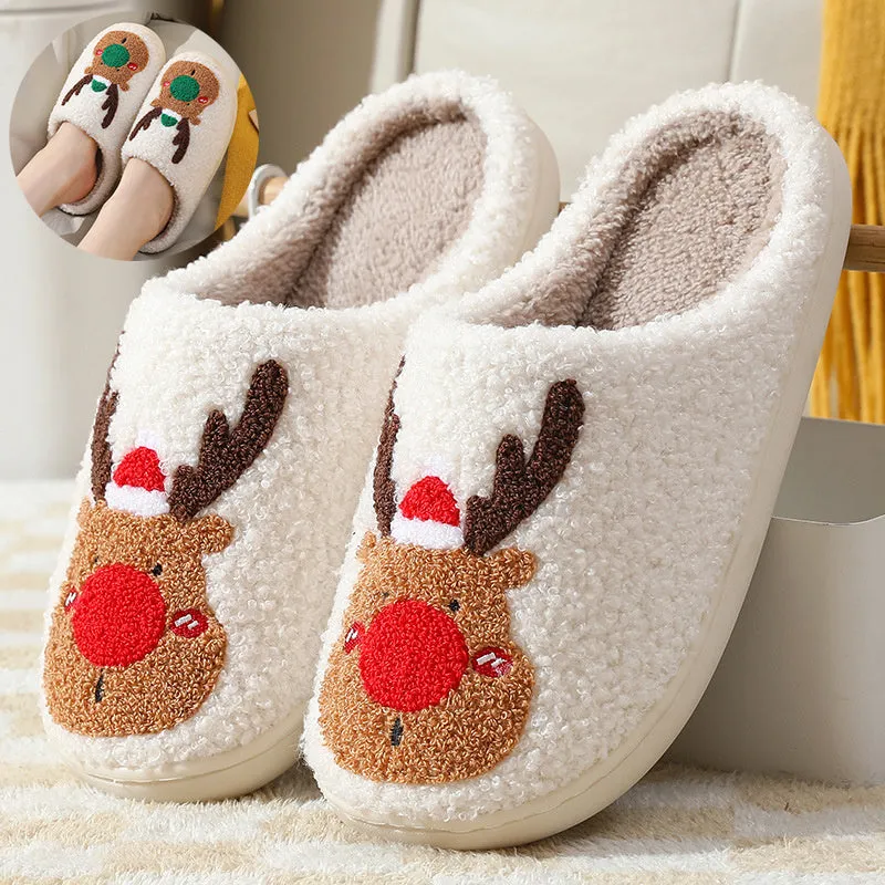 Christmas Slippers Elk Soft Cozy