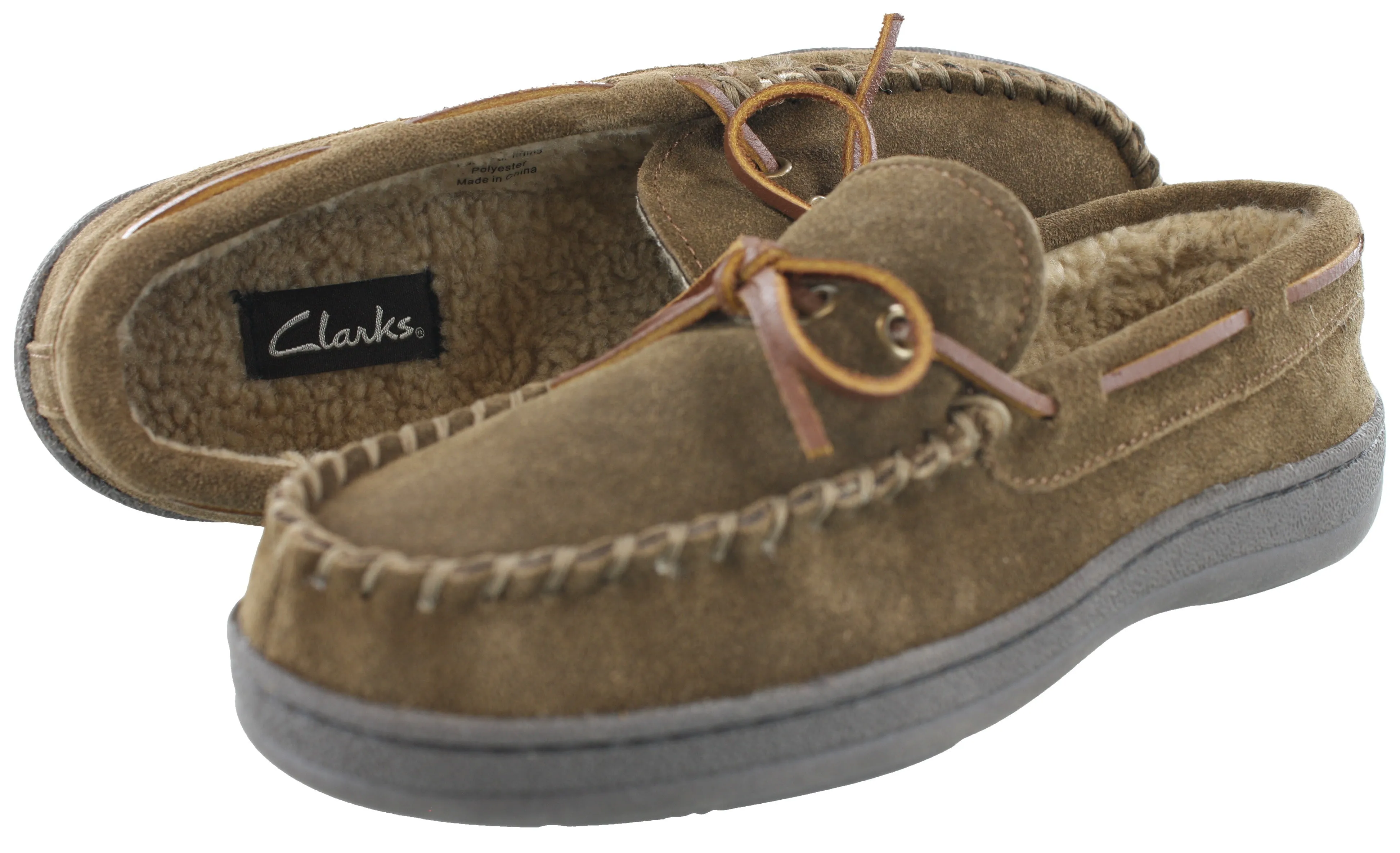 Clarks Men Warm Cozy Slip On Moccasin Winter Slippers Rudy