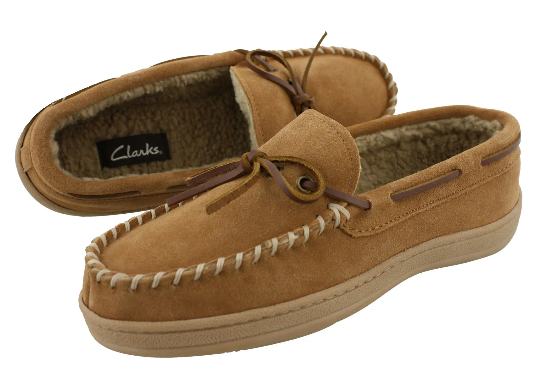 Clarks Men Warm Cozy Slip On Moccasin Winter Slippers Rudy