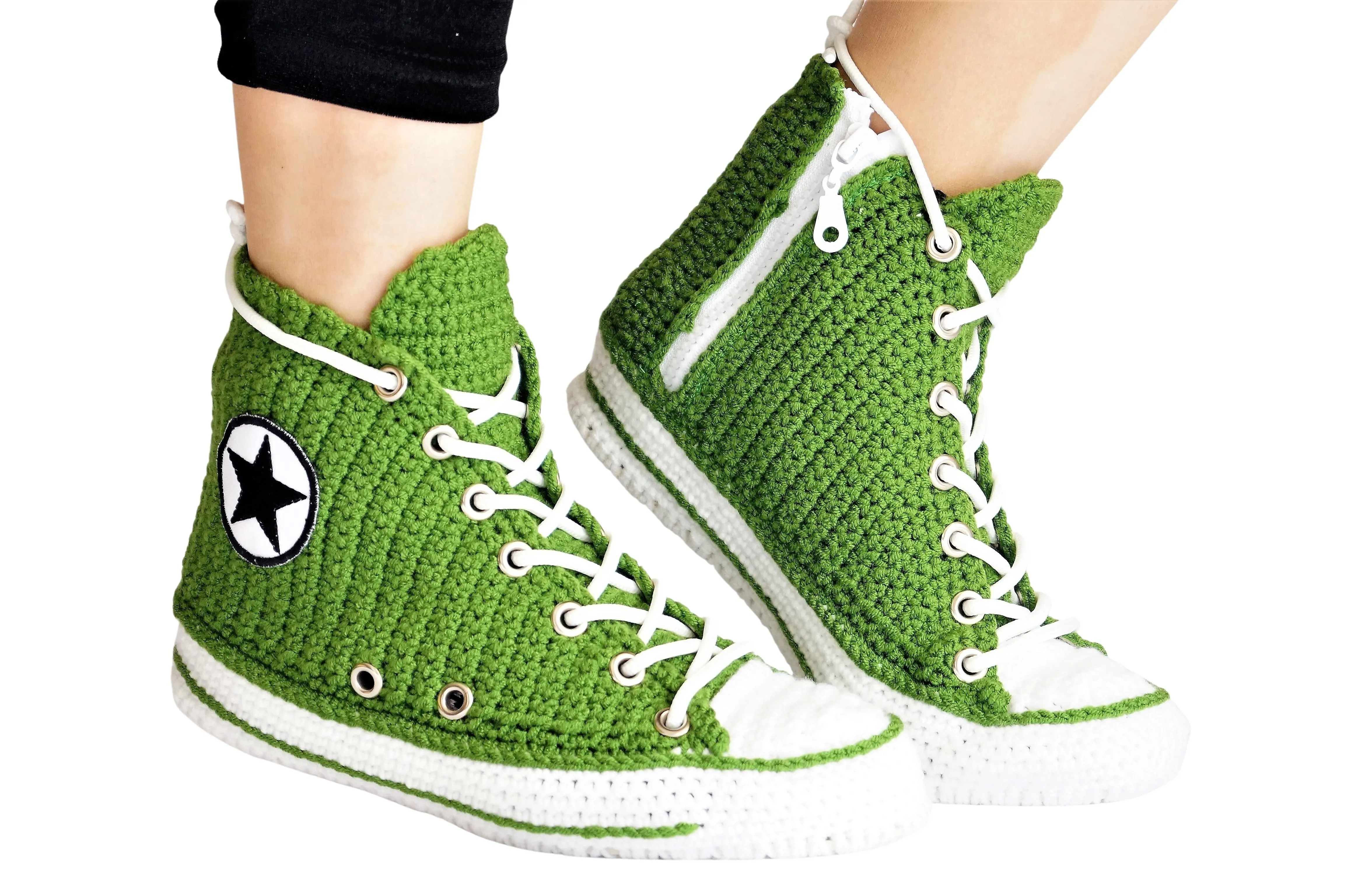 Converse Green Sneakers Plush Slippers Custom Canvas Classic Home Shoes