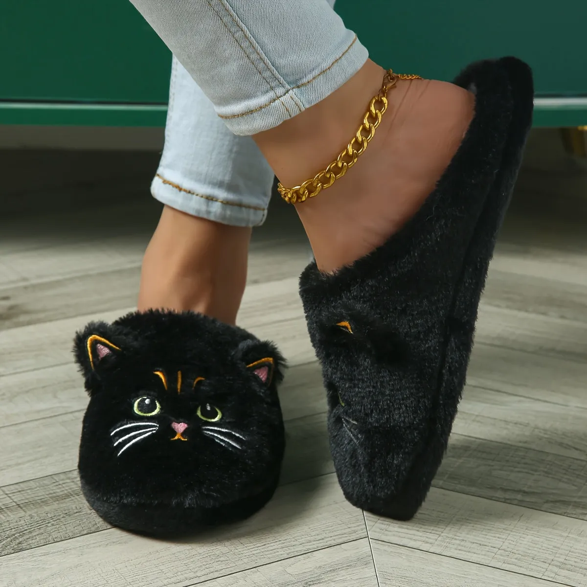 Cozy Cartoon Cat Ears Plush Slippers For Women - Soft, Lightweight Indoor Shoes With Non-Slip Tpr Sole