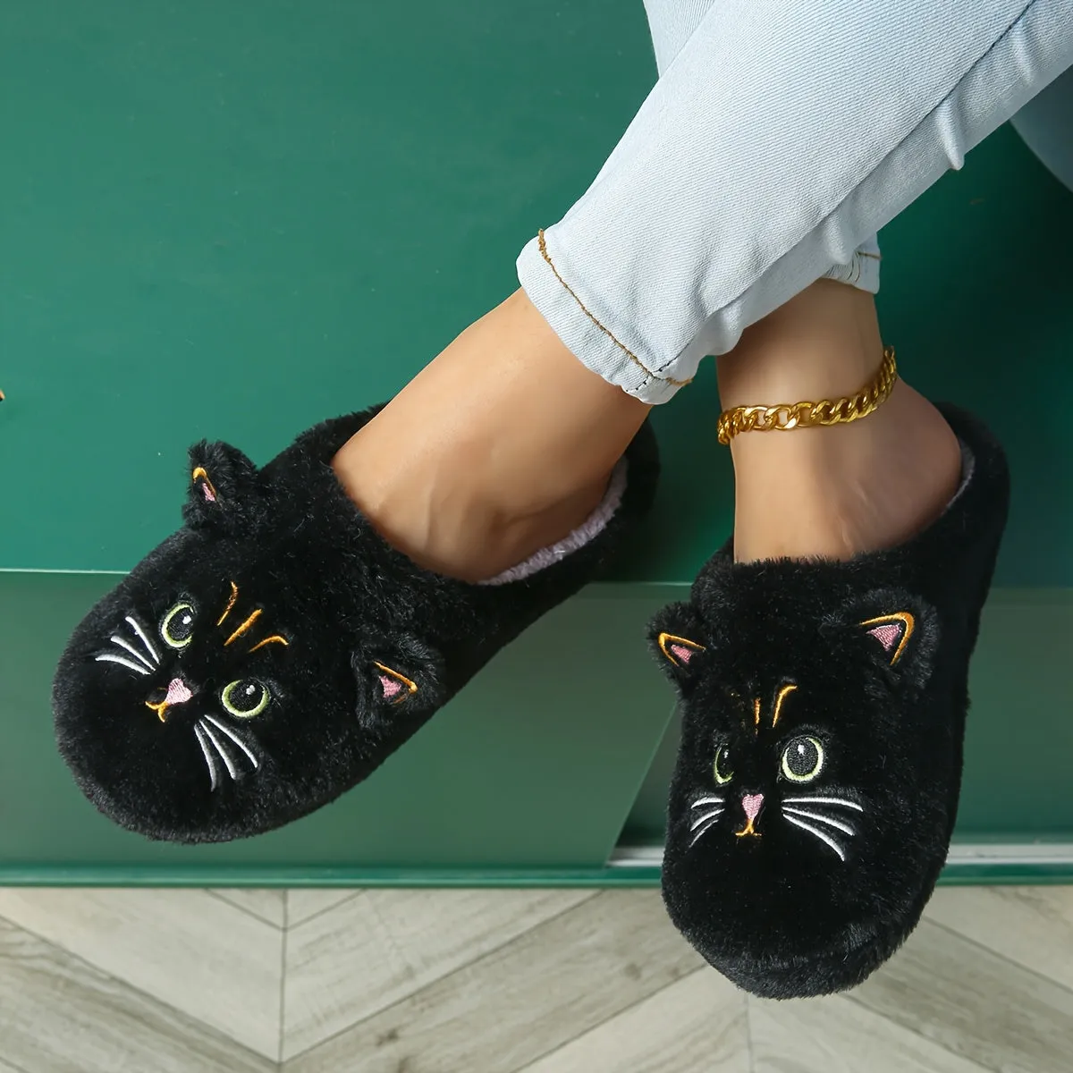 Cozy Cartoon Cat Ears Plush Slippers For Women - Soft, Lightweight Indoor Shoes With Non-Slip Tpr Sole