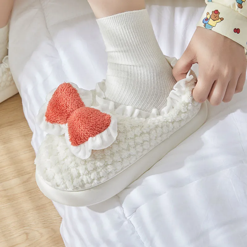 Cute Bow Cotton Slippers For Women