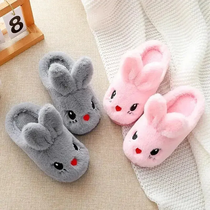 Cute Cartoon Rabbit Indoor Plush Slippers for Kids