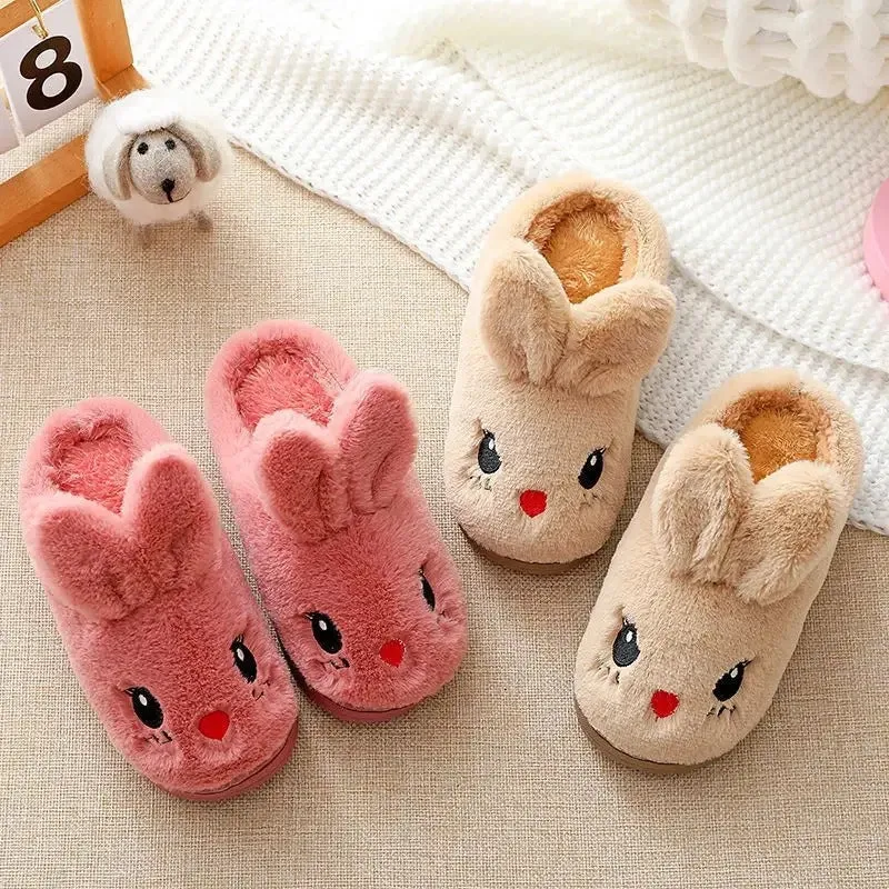 Cute Cartoon Rabbit Indoor Plush Slippers for Kids