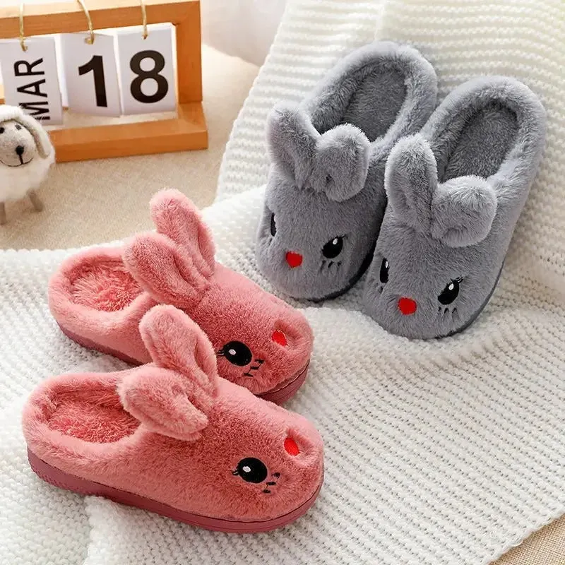 Cute Cartoon Rabbit Indoor Plush Slippers for Kids