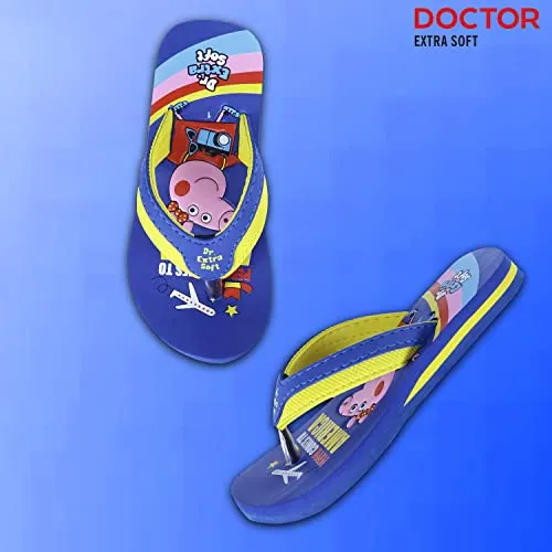 DOCTOR EXTRA SOFT Unisex-Child Kids Flip-Flop Soft Comfortable Indoor & Outdoor Slippers Stylish Non-Slip Slide Home Casual Cool Cartoon Cute House Chappals For Boys & Girls Peppa-Royal Blue-SM-13 UK