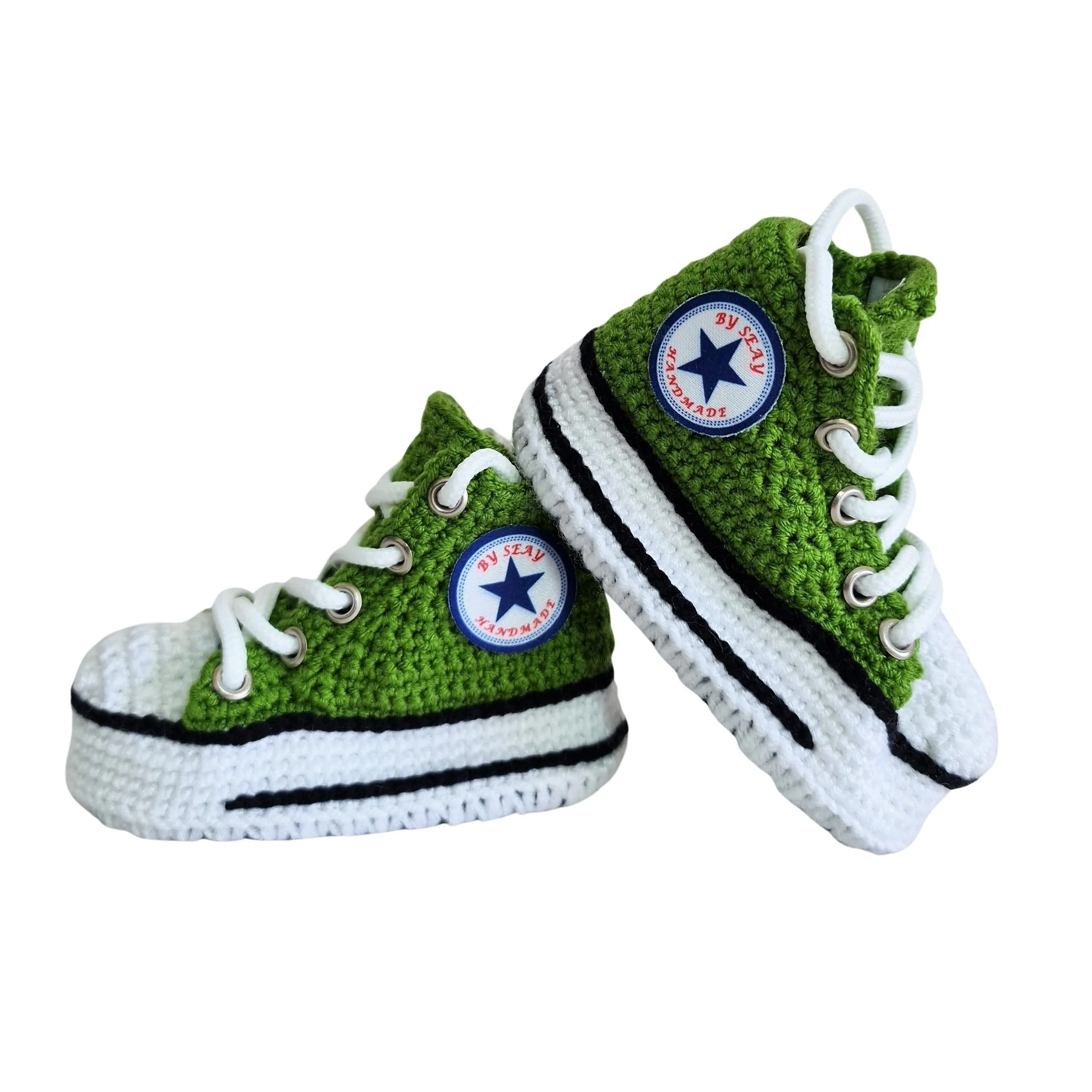 Green Canvas Baby Natural Cotton Booties Socks Sneakers Slippers