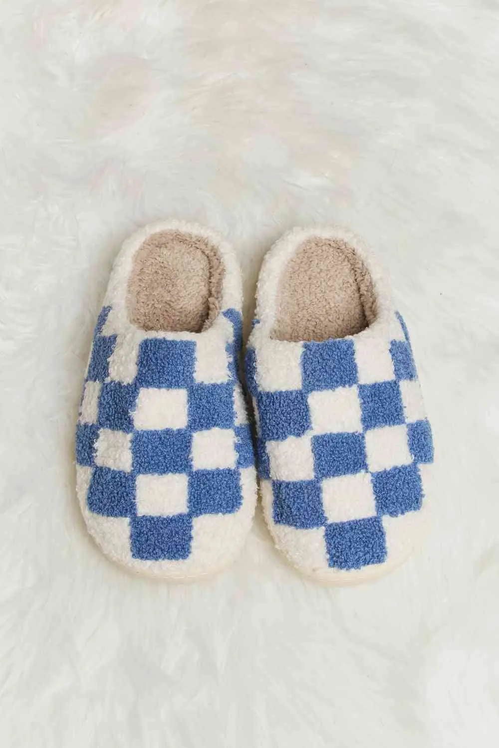 Hot Girl Checkered Print Plush Slide Slippers