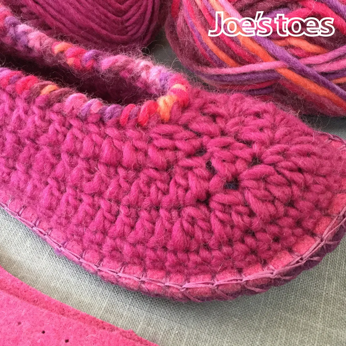 Joe's Toes Sarah Crochet Slipper Kit - Blossom or Fuchsia Mix