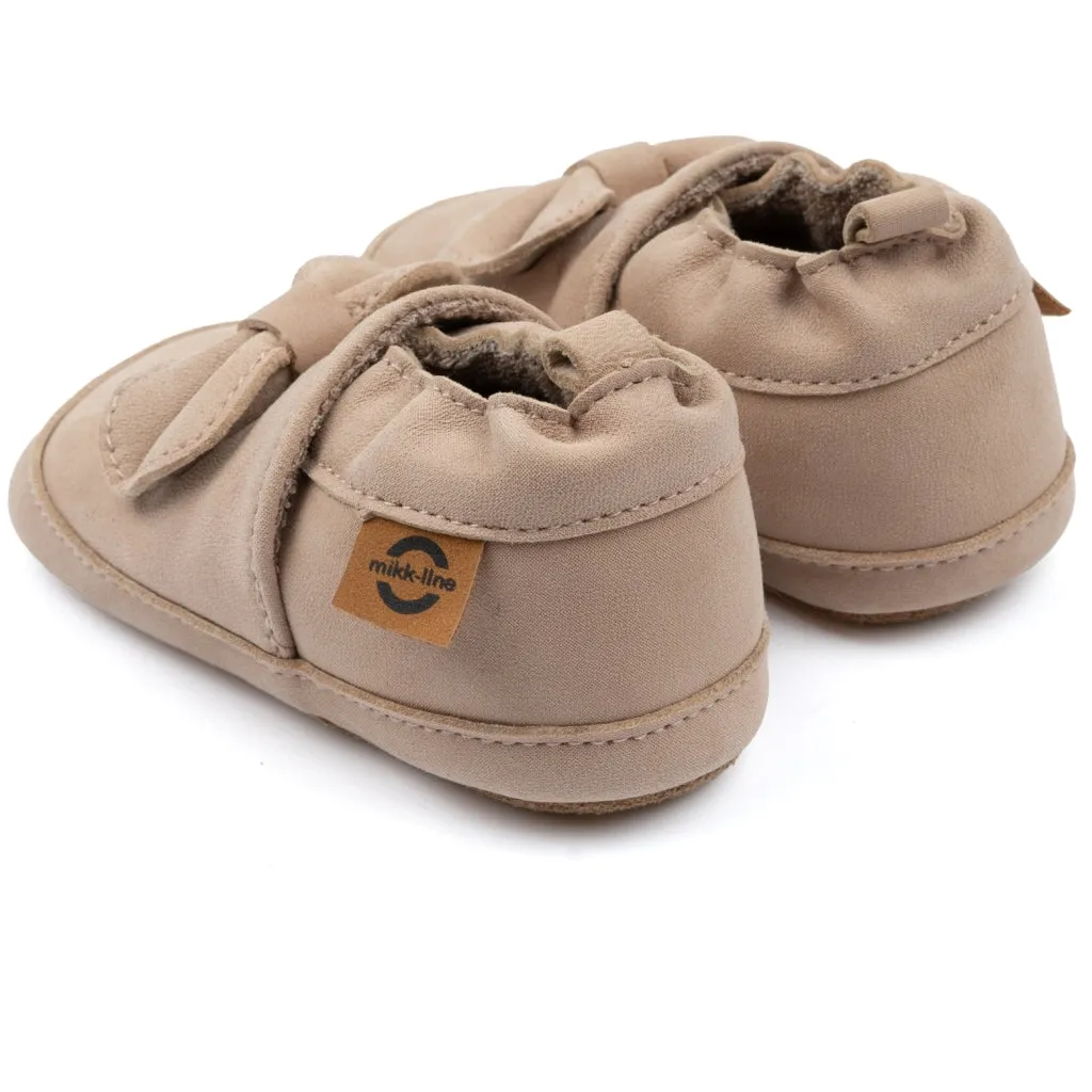 Leather Slippers (Bow) - Warm Taupe