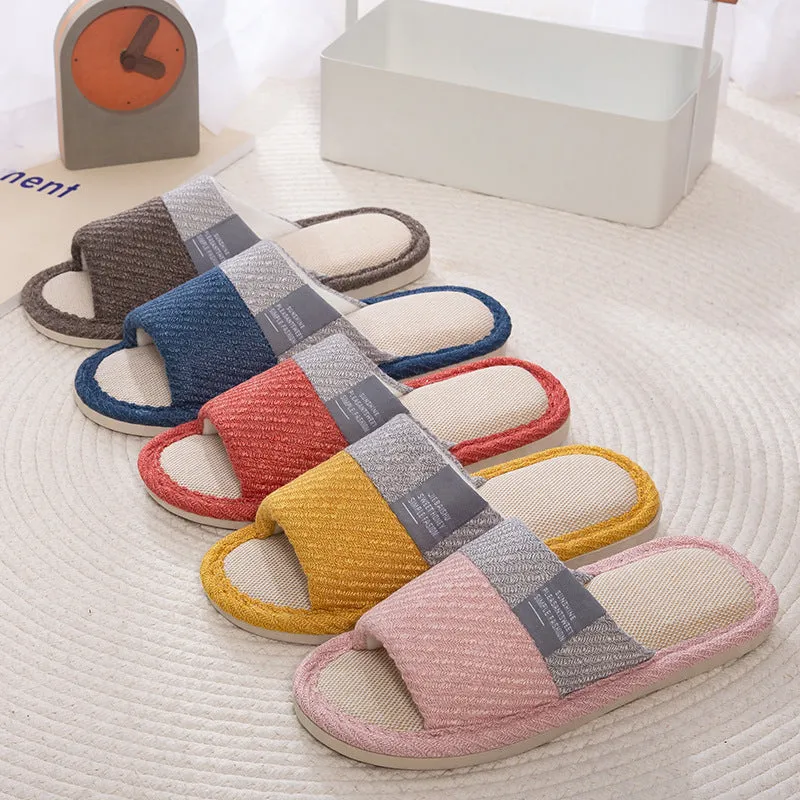 Linen Slippers House Shoes Women Bedroom Slippers