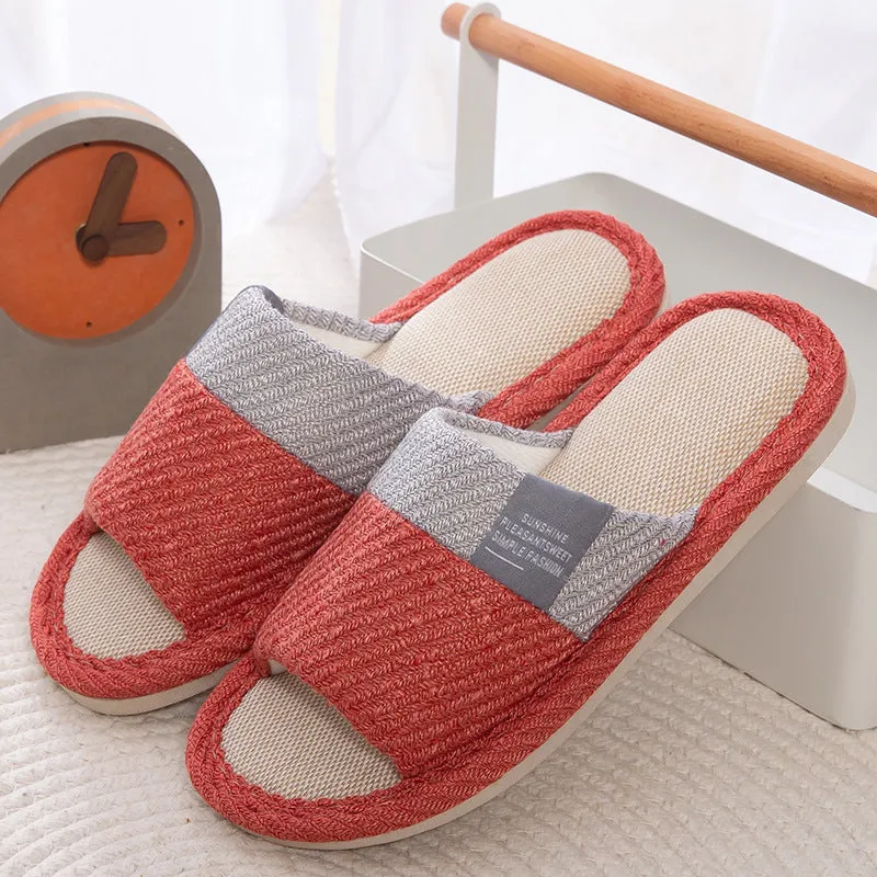 Linen Slippers House Shoes Women Bedroom Slippers