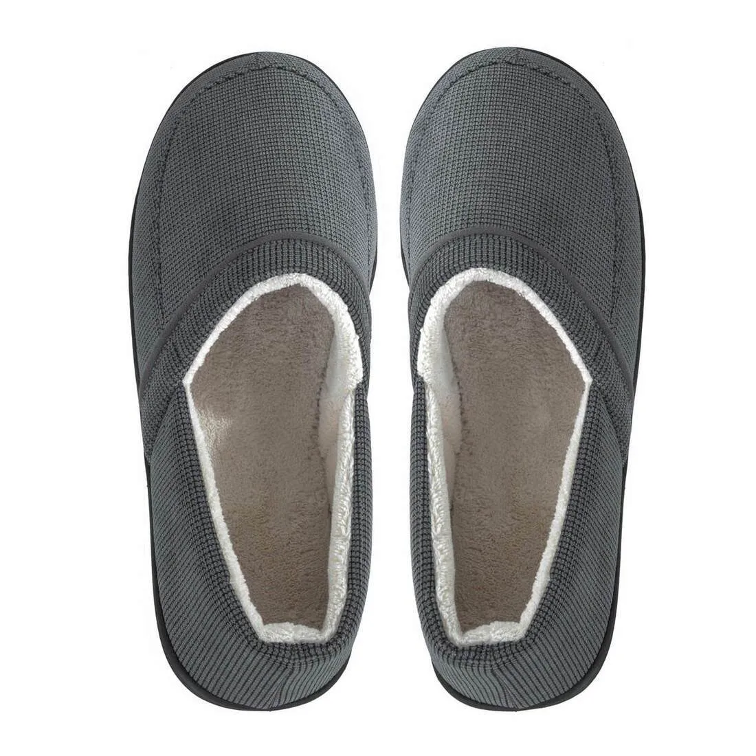 Mens Full Slippers Cord Upper Micro Towel Lining Non-Slip