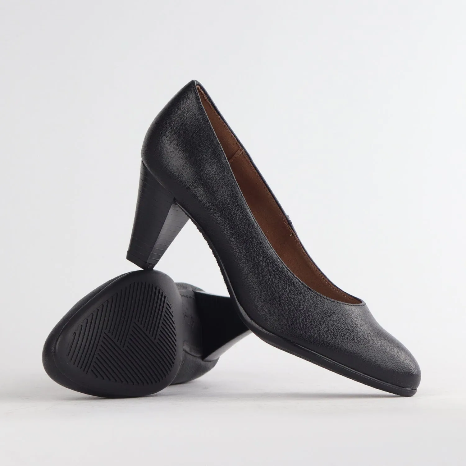 Mid Heel Court Shoe in Black - 12045