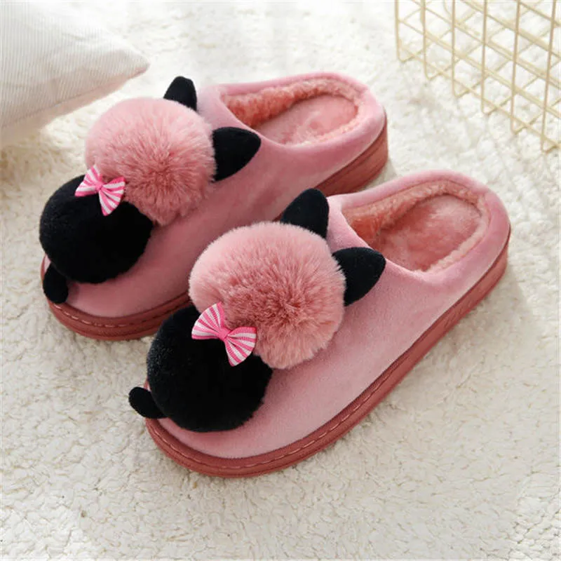 Plush Kitten Slippers for Women