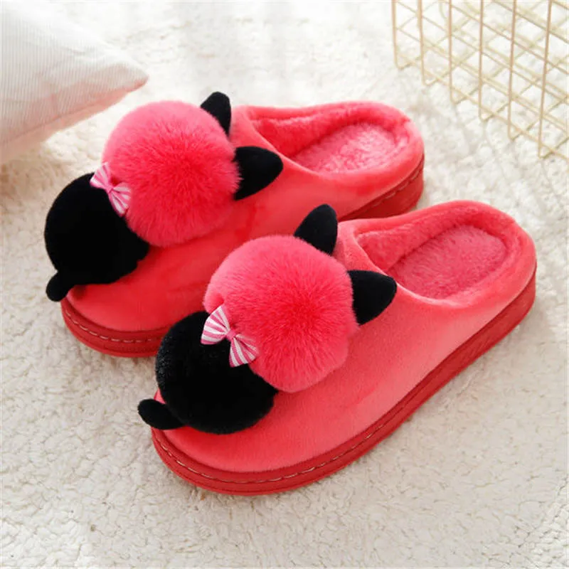 Plush Kitten Slippers for Women