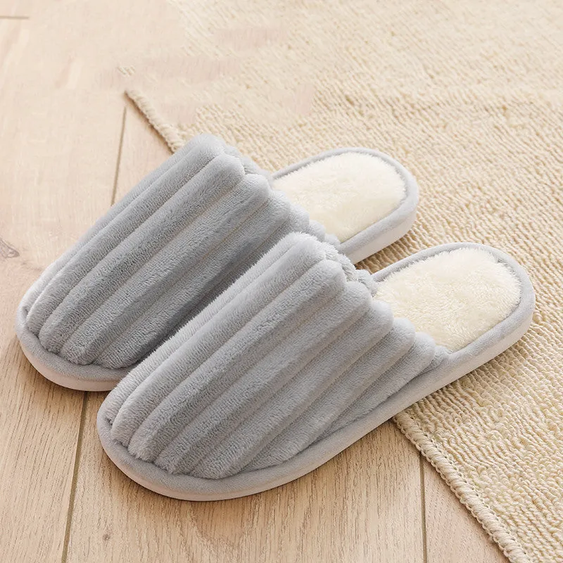 Plush Slippers with Ridges for Women