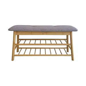 Premium Wood Stool Shoe Storage Rack with Cushion