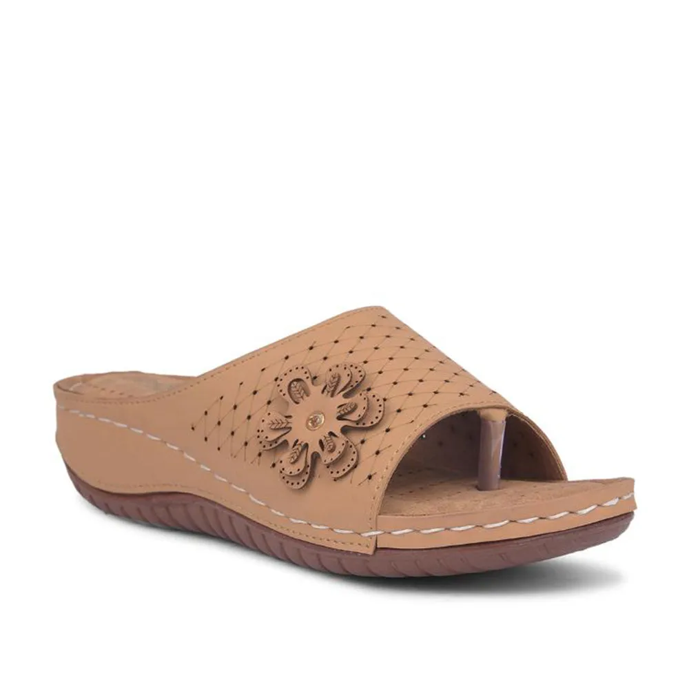 Senorita Casual Beige Slippers For Women MK-234 By Liberty