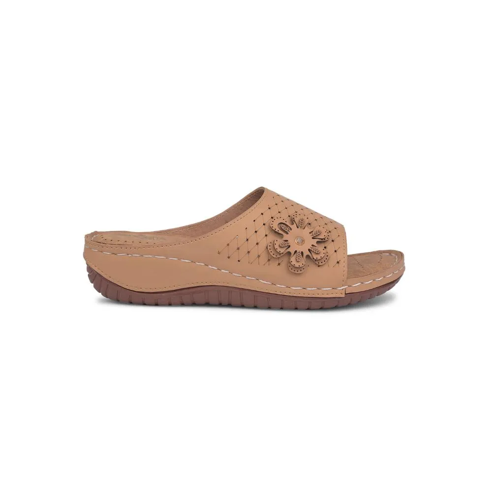 Senorita Casual Beige Slippers For Women MK-234 By Liberty