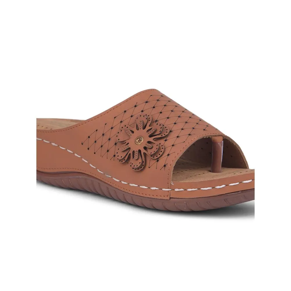 Senorita Casual Tan Slippers For Women MK-234 By Liberty