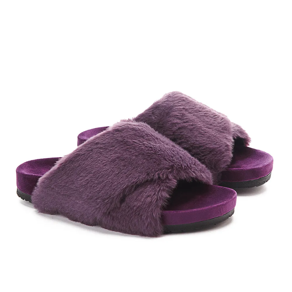 Snuggs Fuzzy crossover Slipper Purple