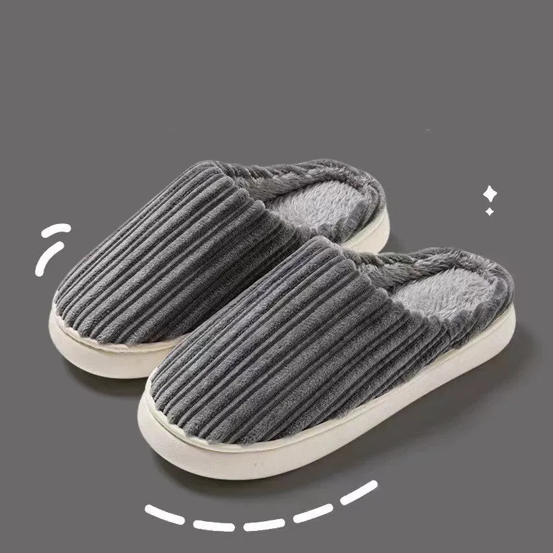 Striped Thick Fleece Warm Slippers