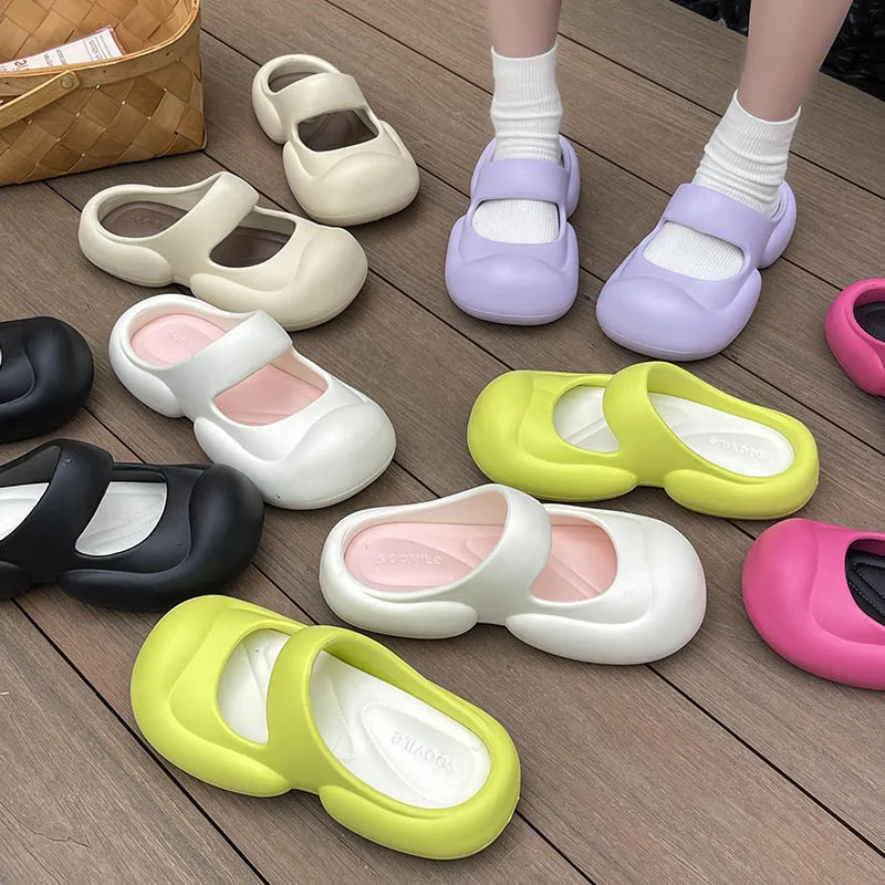 Summer women's toe-toe slippers, ins trendy for girls, outdoor beach slippers, non-slip EVA slippers that feel like shit.