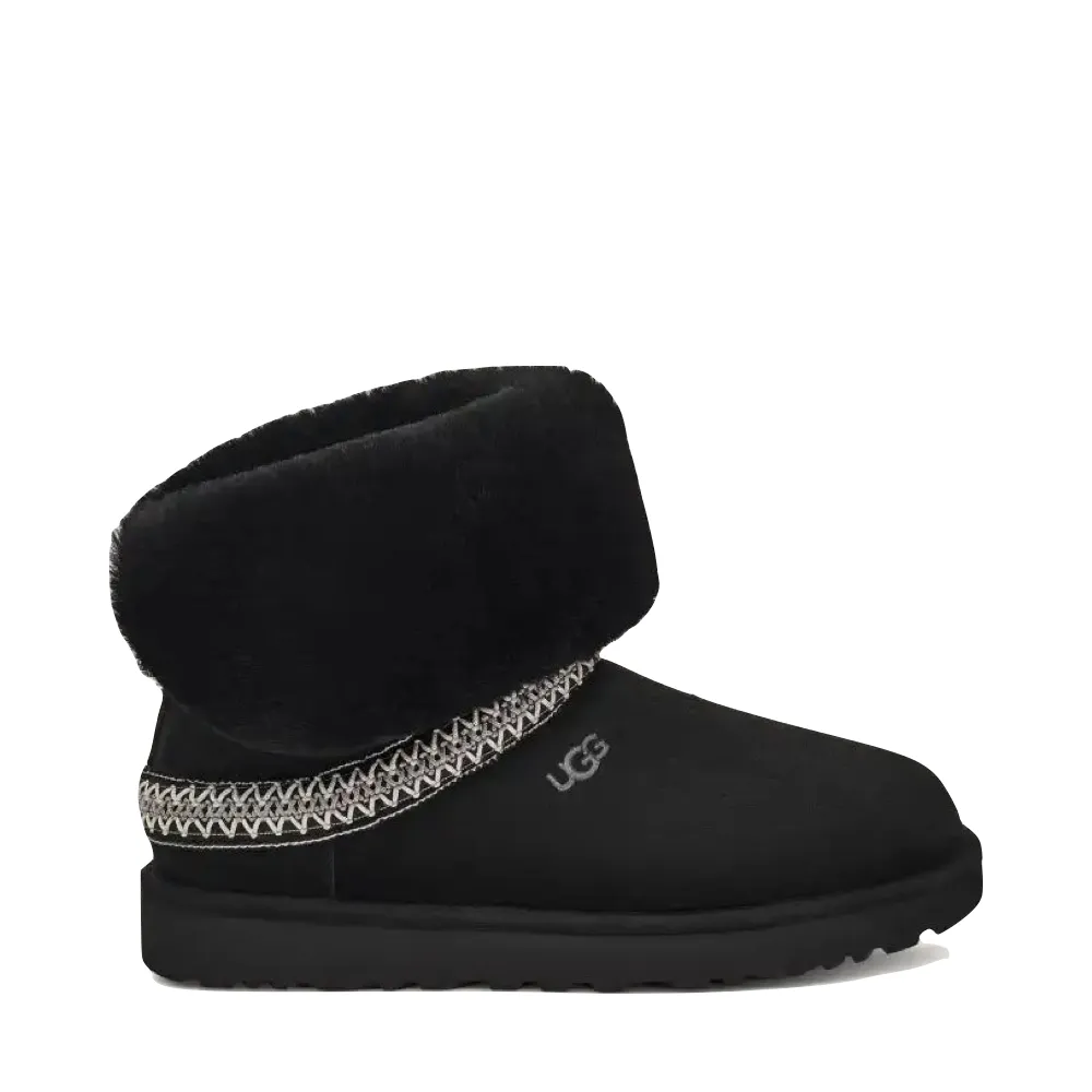 UGG Women's Classic Short Crescent Sheepskin Boot in Black