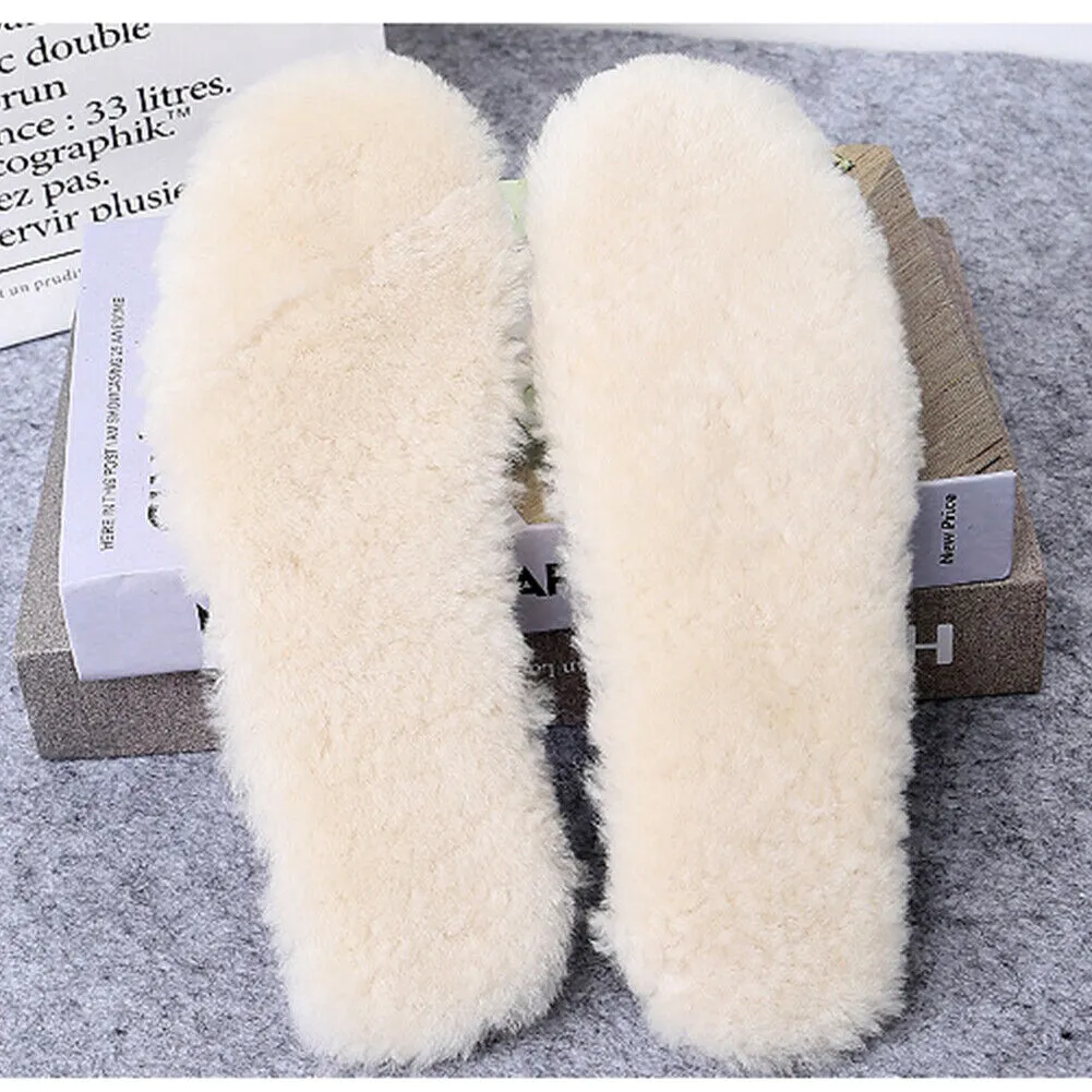 US 1-2 Pairs Thick Sheepskin Fleece Cozy Insoles Insert Slipper Boot Reline Pads