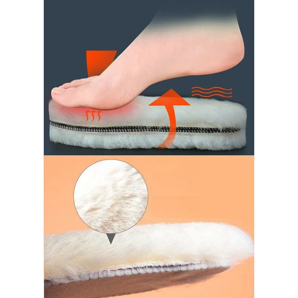 US 1-2 Pairs Thick Sheepskin Fleece Cozy Insoles Insert Slipper Boot Reline Pads