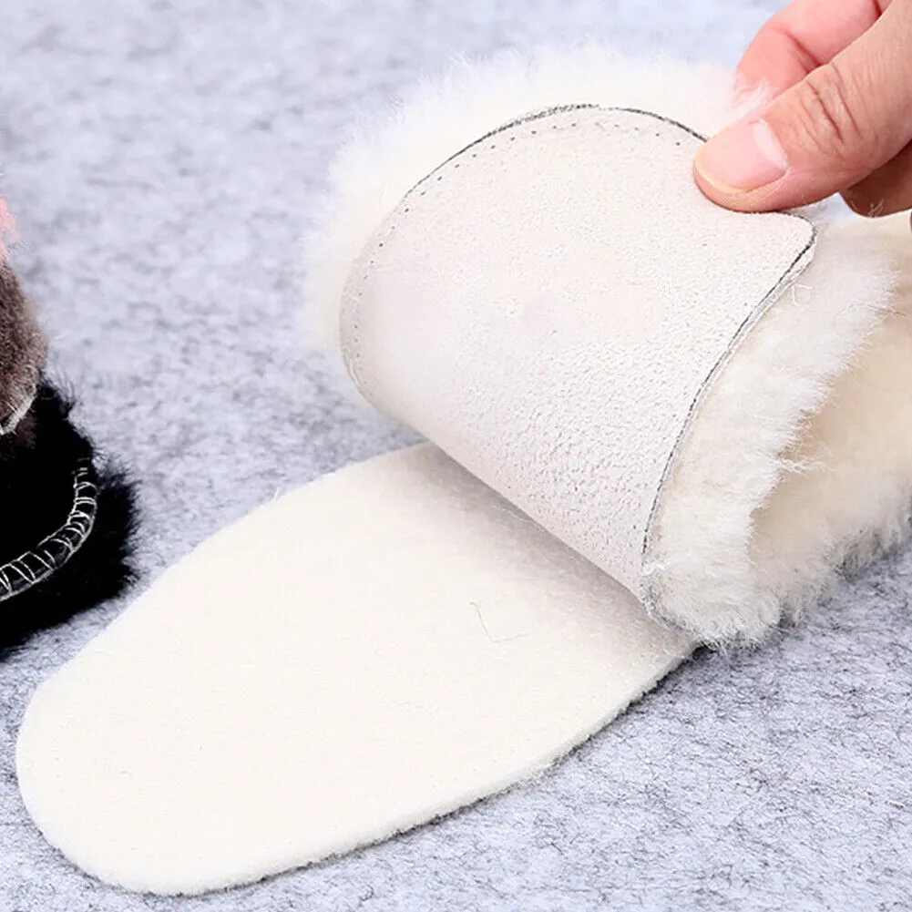 US 1-2 Pairs Thick Sheepskin Fleece Cozy Insoles Insert Slipper Boot Reline Pads