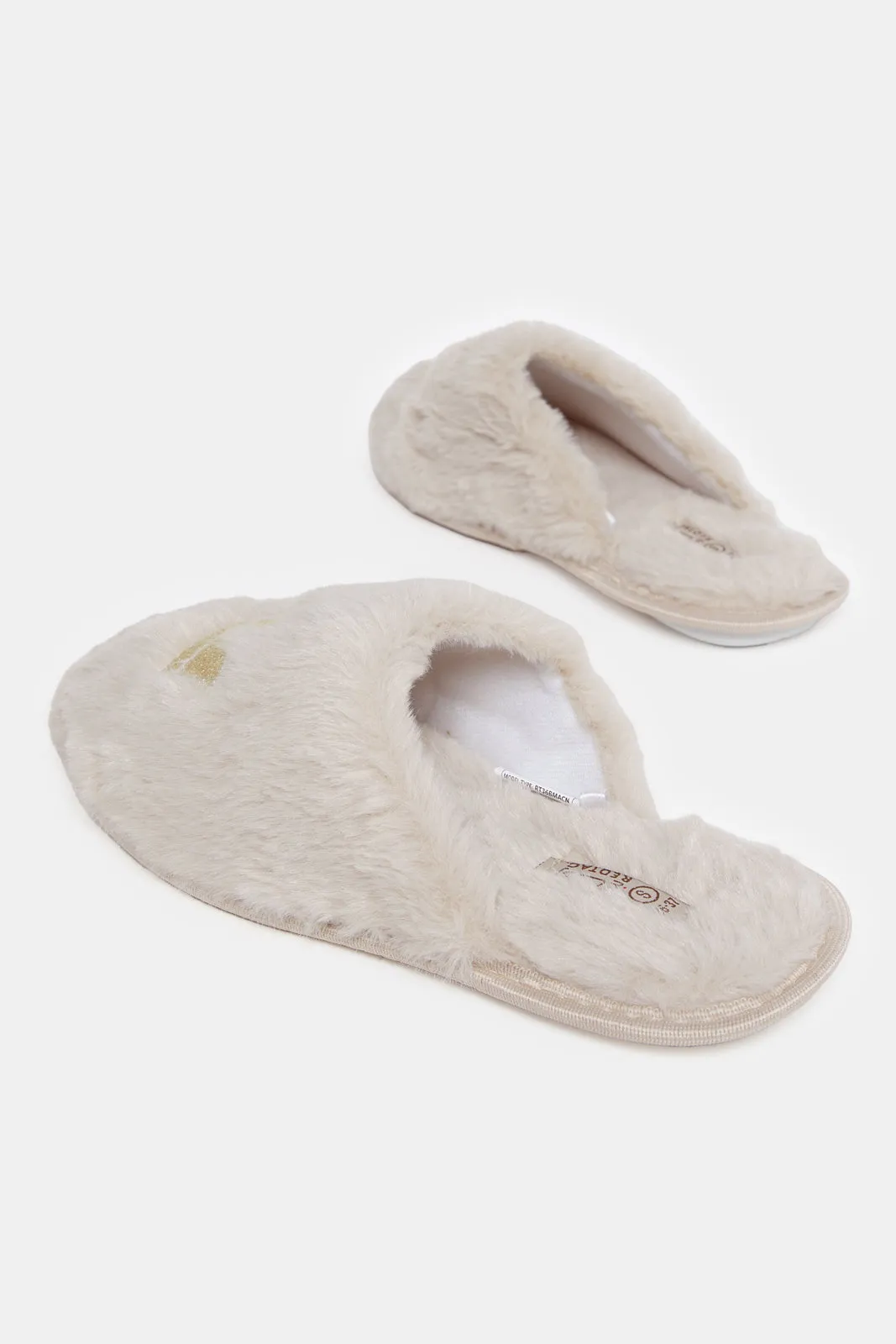 Women Beige Crown Slipper