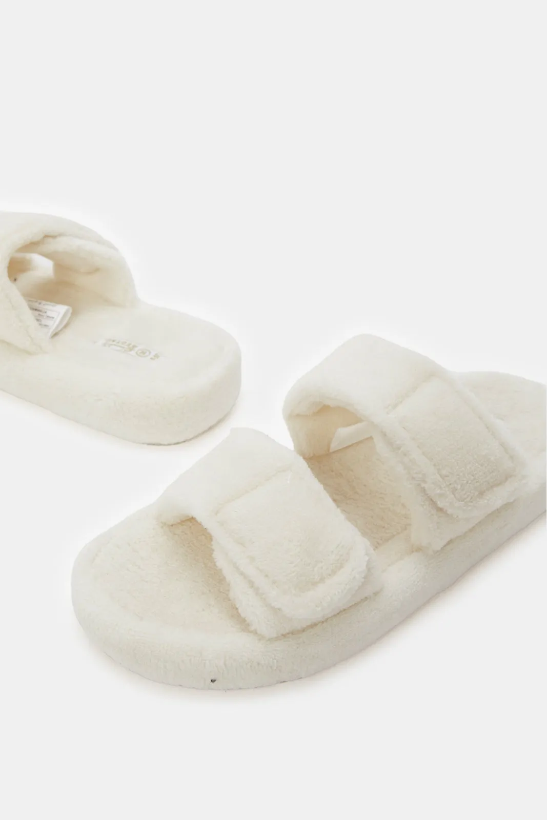 Women White Double Strap Slipper