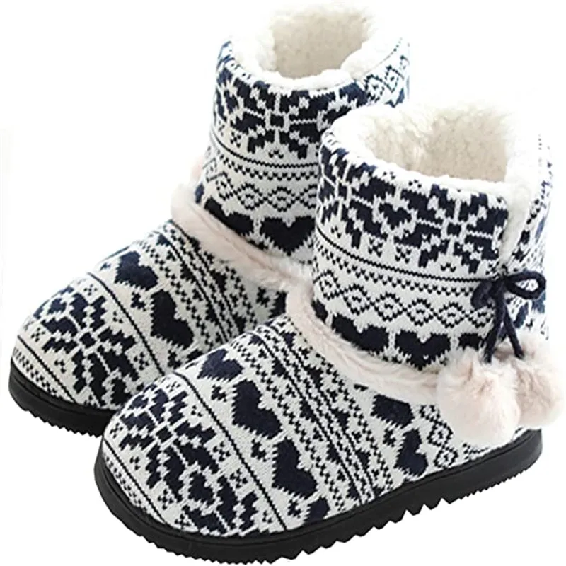 Women's Boots Slippers Lined Warm Soft Plush Winter Non-Slip Home Shoes