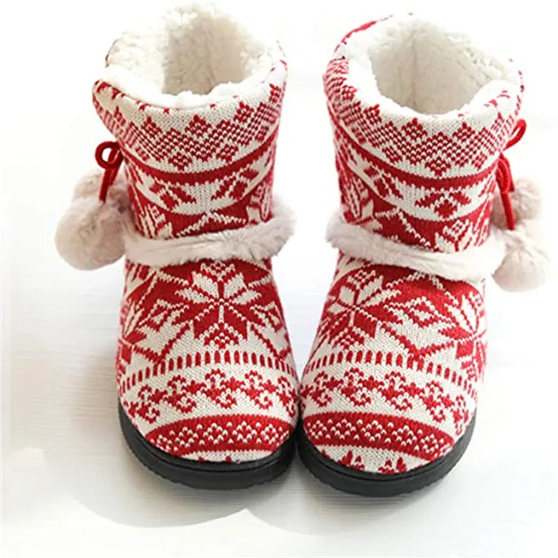 Women's Boots Slippers Lined Warm Soft Plush Winter Non-Slip Home Shoes