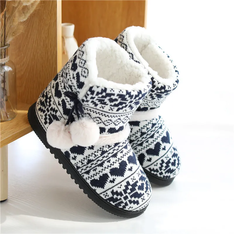 Women's Boots Slippers Lined Warm Soft Plush Winter Non-Slip Home Shoes