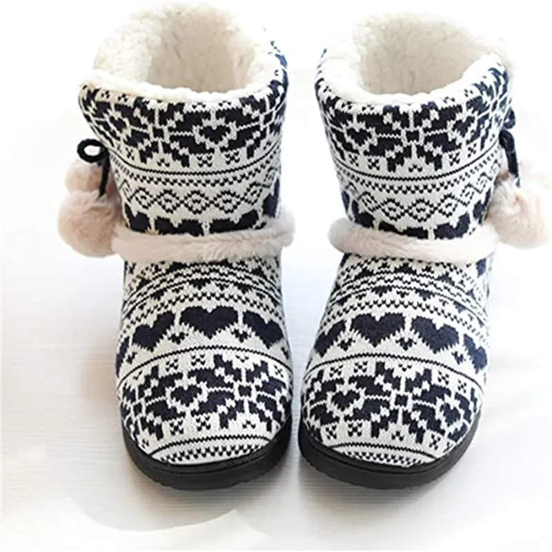 Women's Boots Slippers Lined Warm Soft Plush Winter Non-Slip Home Shoes